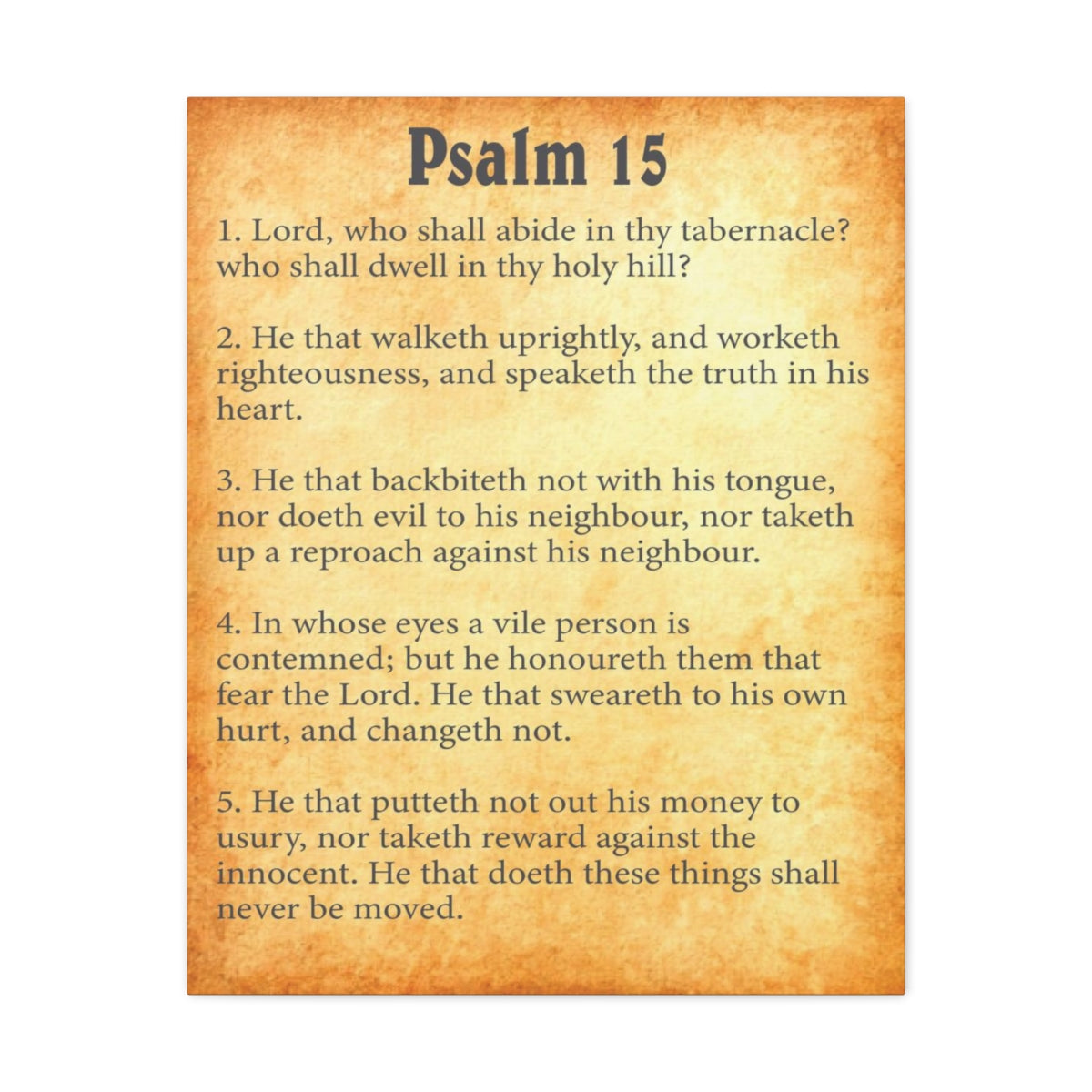 Scripture Walls Psalm 15 Chapter Gold Bible Canvas Christian Wall Art Ready to Hang Unframed-Express Your Love Gifts