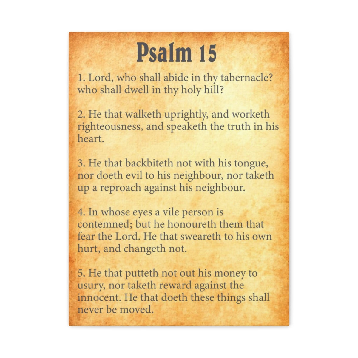 Scripture Walls Psalm 15 Chapter Gold Bible Canvas Christian Wall Art Ready to Hang Unframed-Express Your Love Gifts