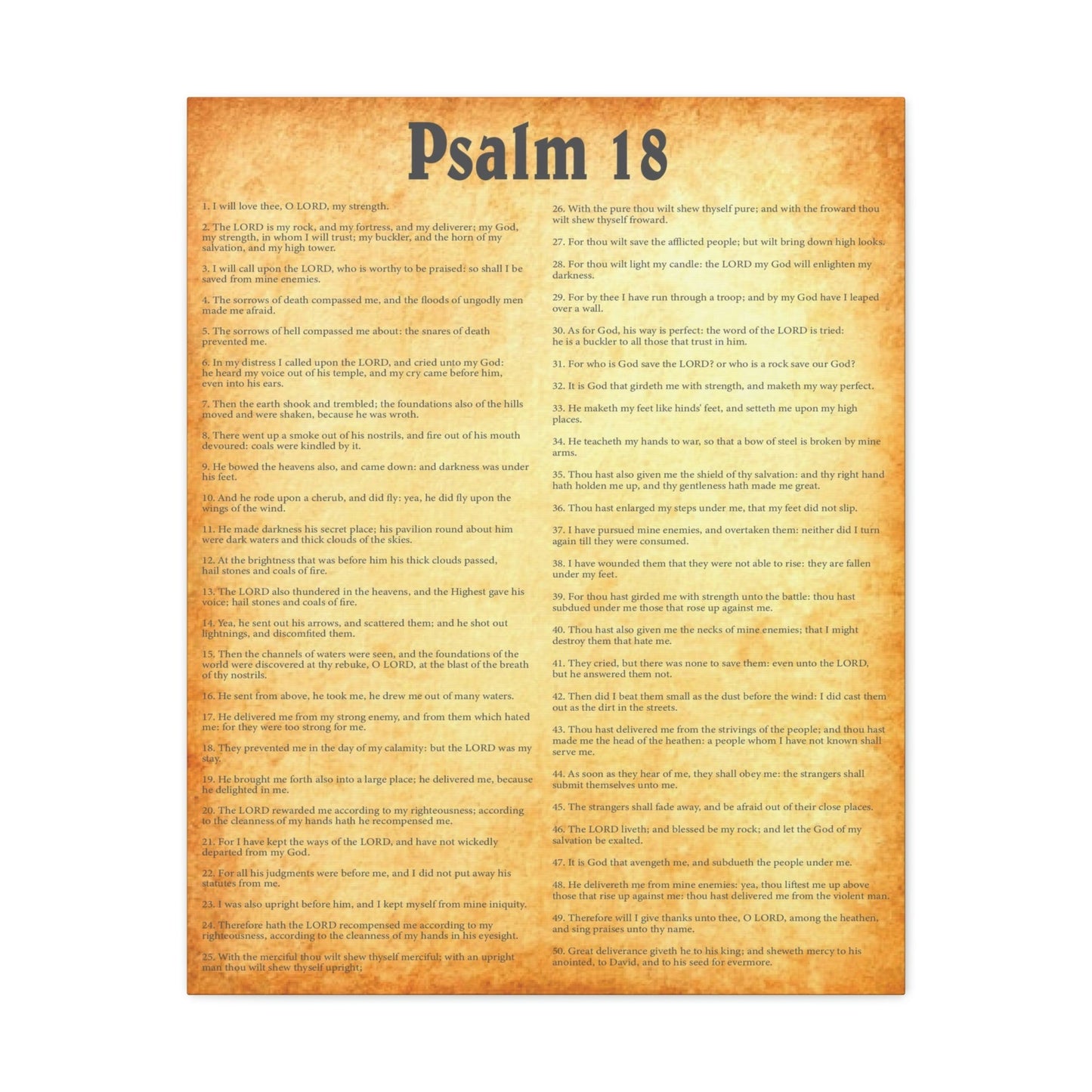 Scripture Walls Psalm 18 Chapter Gold Bible Canvas Christian Wall Art Ready to Hang Unframed-Express Your Love Gifts
