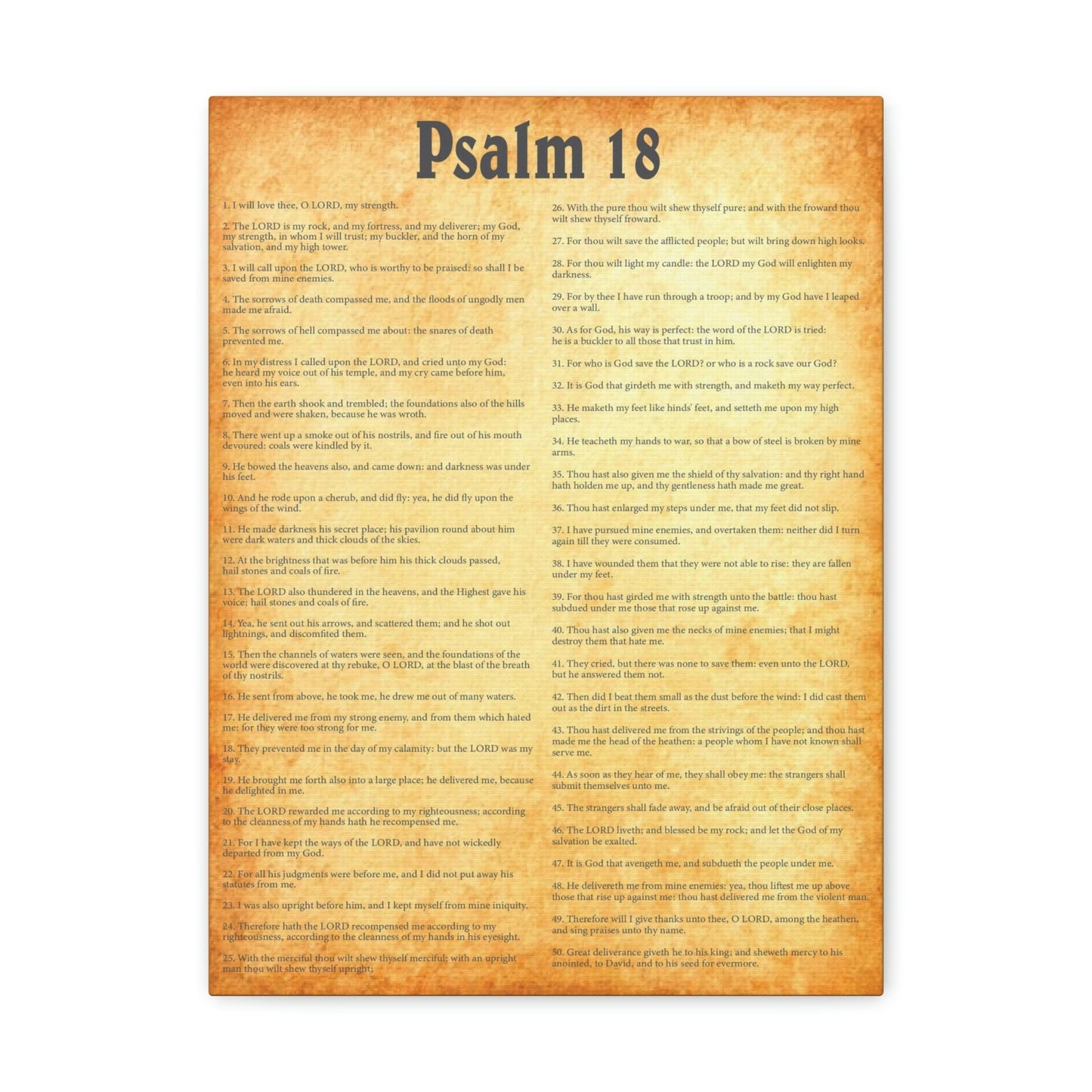 Scripture Walls Psalm 18 Chapter Gold Bible Canvas Christian Wall Art Ready to Hang Unframed-Express Your Love Gifts