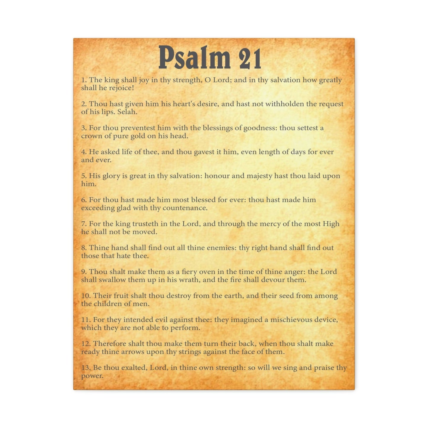 Scripture Walls Psalm 21 Chapter Gold Bible Canvas Christian Wall Art Ready to Hang Unframed-Express Your Love Gifts