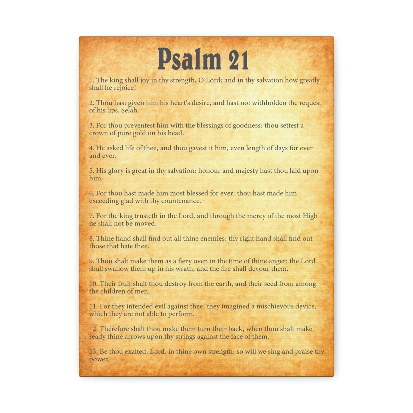 Scripture Walls Psalm 21 Chapter Gold Bible Canvas Christian Wall Art Ready to Hang Unframed-Express Your Love Gifts