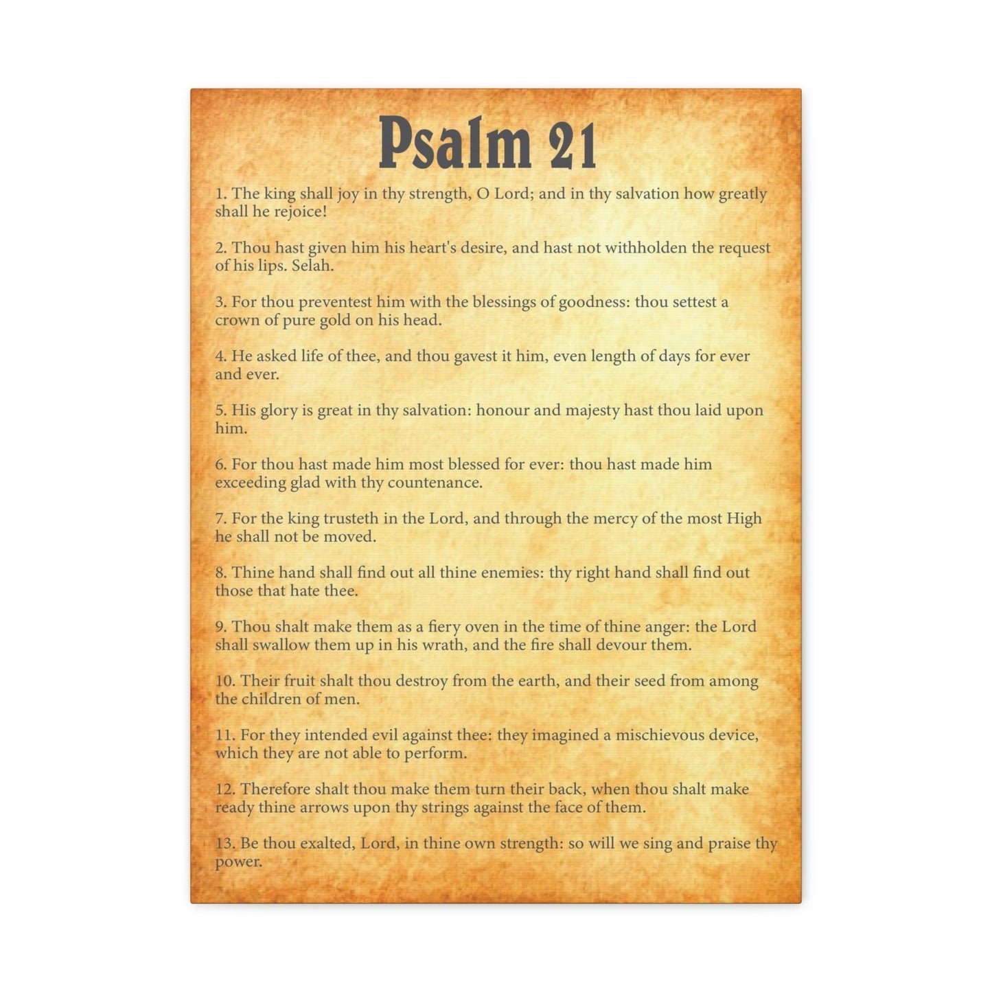 Scripture Walls Psalm 21 Chapter Gold Bible Canvas Christian Wall Art Ready to Hang Unframed-Express Your Love Gifts