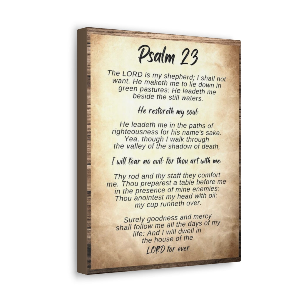 Scripture Walls Psalm 23 Brown Wood Bible Verse Canvas Christian Wall Art Ready to Hang Unframed-Express Your Love Gifts