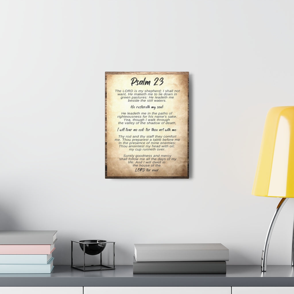 Scripture Walls Psalm 23 Brown Wood Bible Verse Canvas Christian Wall Art Ready to Hang Unframed-Express Your Love Gifts
