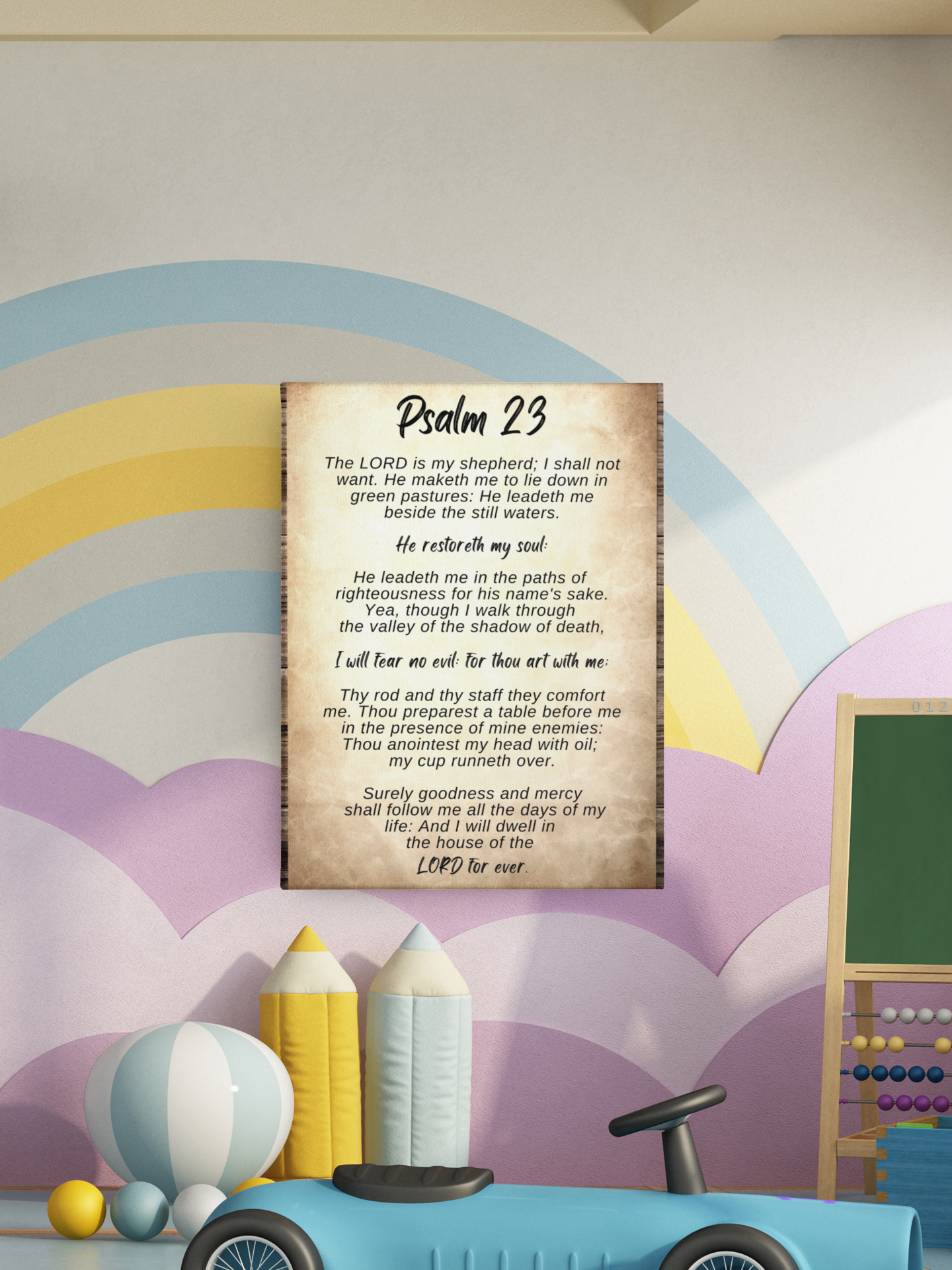 Scripture Walls Psalm 23 Brown Wood Bible Verse Canvas Christian Wall Art Ready to Hang Unframed-Express Your Love Gifts