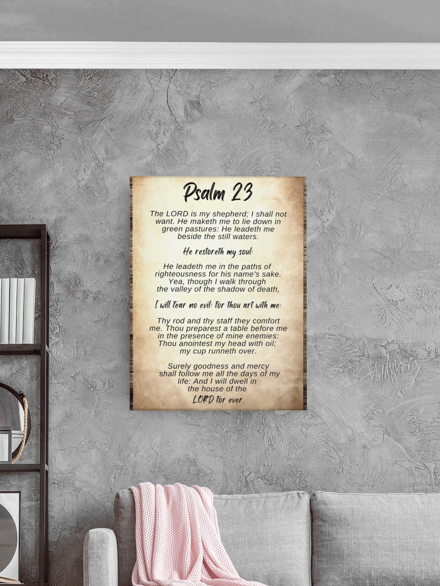 Scripture Walls Psalm 23 Brown Wood Bible Verse Canvas Christian Wall Art Ready to Hang Unframed-Express Your Love Gifts