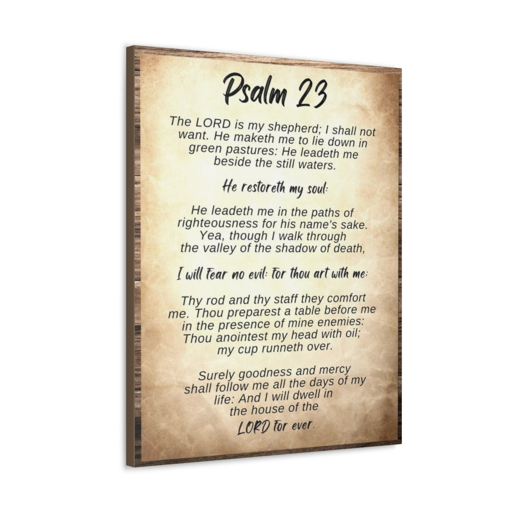 Scripture Walls Psalm 23 Brown Wood Bible Verse Canvas Christian Wall Art Ready to Hang Unframed-Express Your Love Gifts