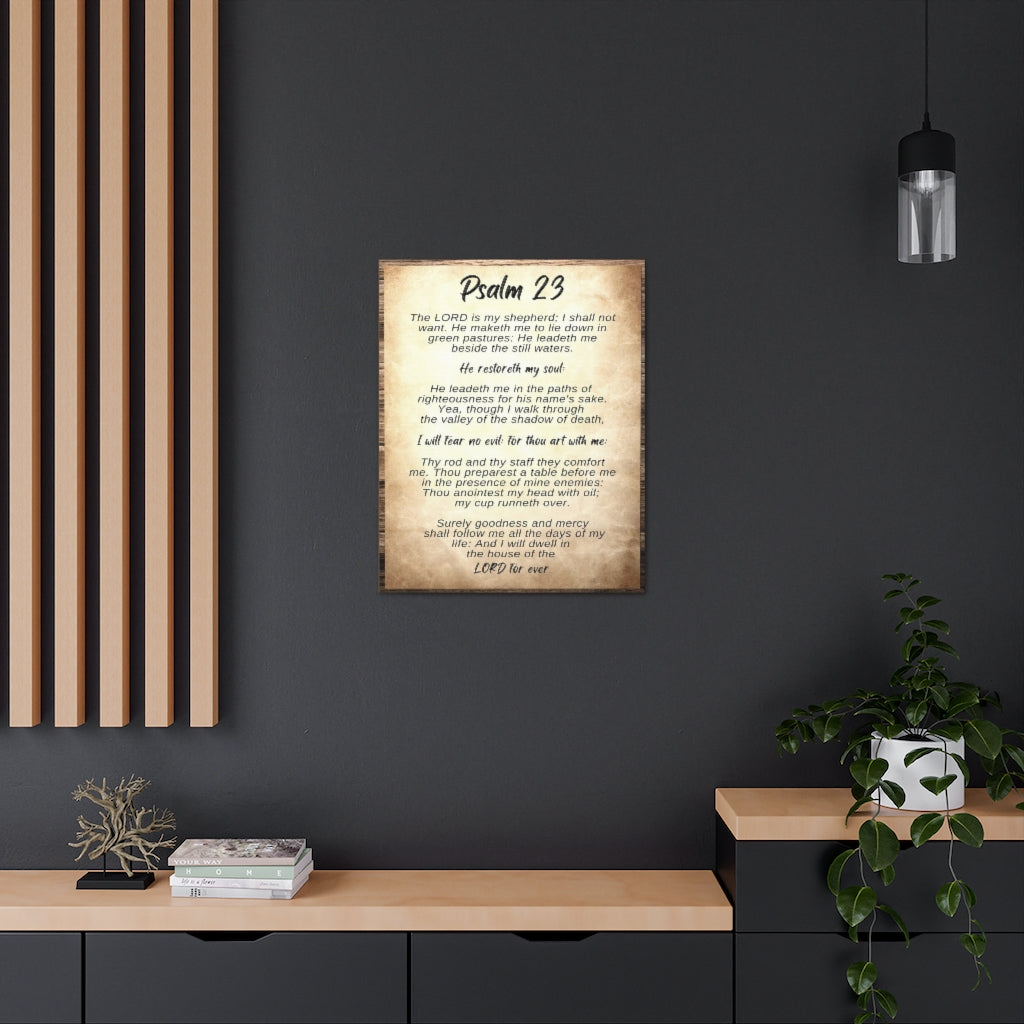 Scripture Walls Psalm 23 Brown Wood Bible Verse Canvas Christian Wall Art Ready to Hang Unframed-Express Your Love Gifts