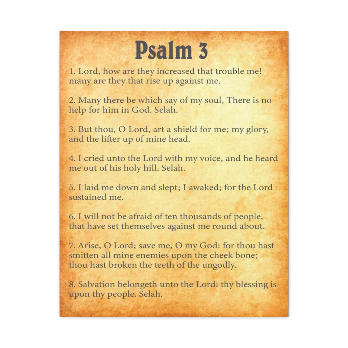 Scripture Walls Psalm 3 Chapter Gold Bible Canvas Christian Wall Art Ready to Hang Unframed-Express Your Love Gifts