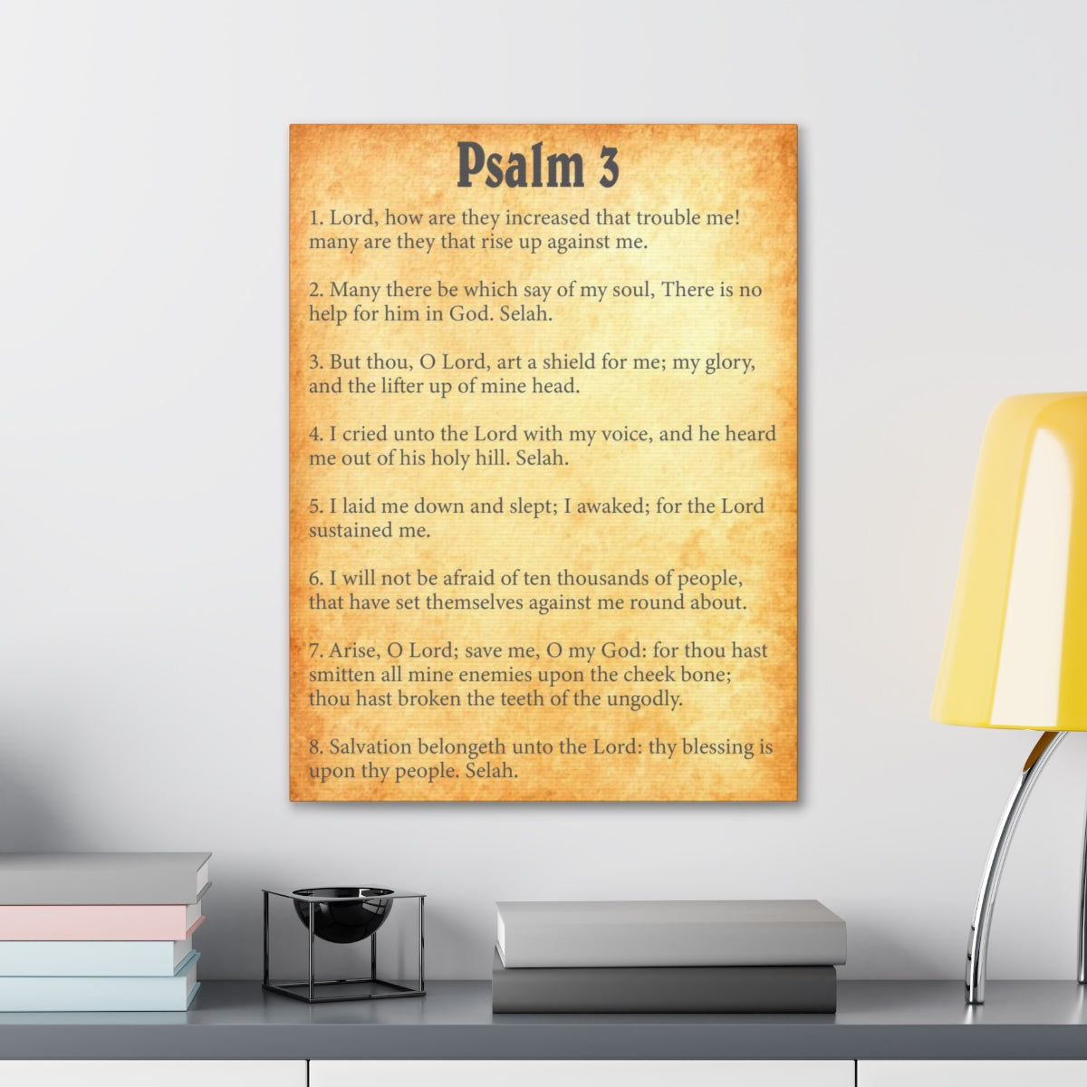 Scripture Walls Psalm 3 Chapter Gold Bible Canvas Christian Wall Art Ready to Hang Unframed-Express Your Love Gifts