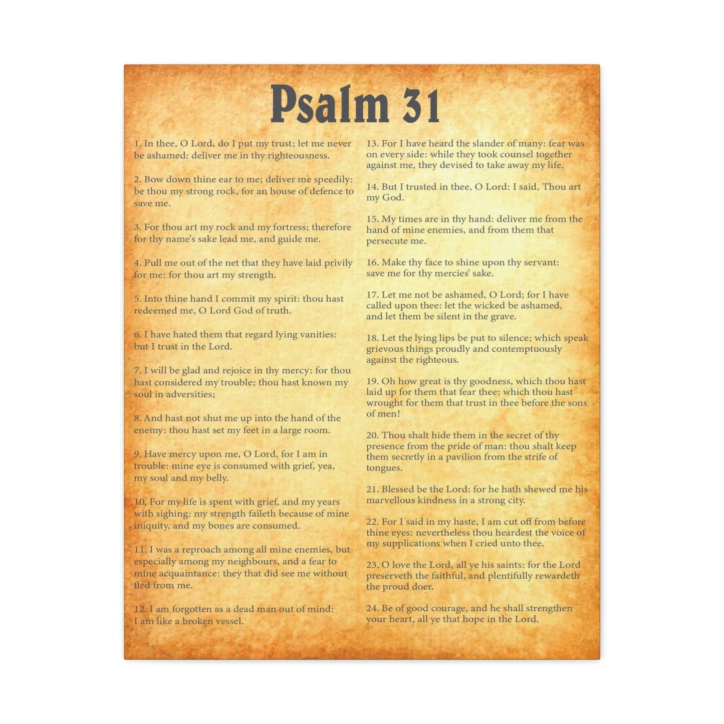 Scripture Walls Psalm 31 Chapter Gold Bible Canvas Christian Wall Art Ready to Hang Unframed-Express Your Love Gifts