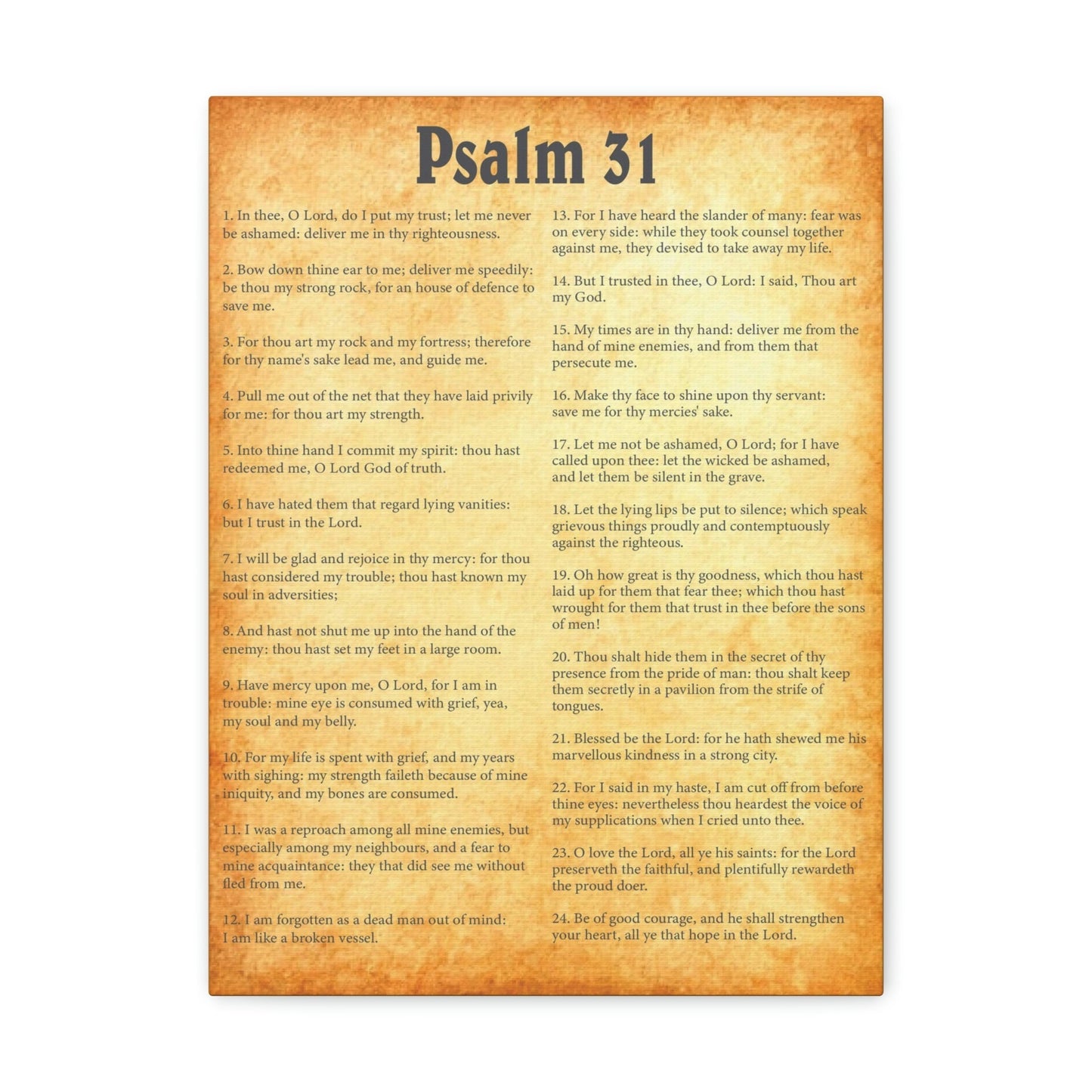 Scripture Walls Psalm 31 Chapter Gold Bible Canvas Christian Wall Art Ready to Hang Unframed-Express Your Love Gifts