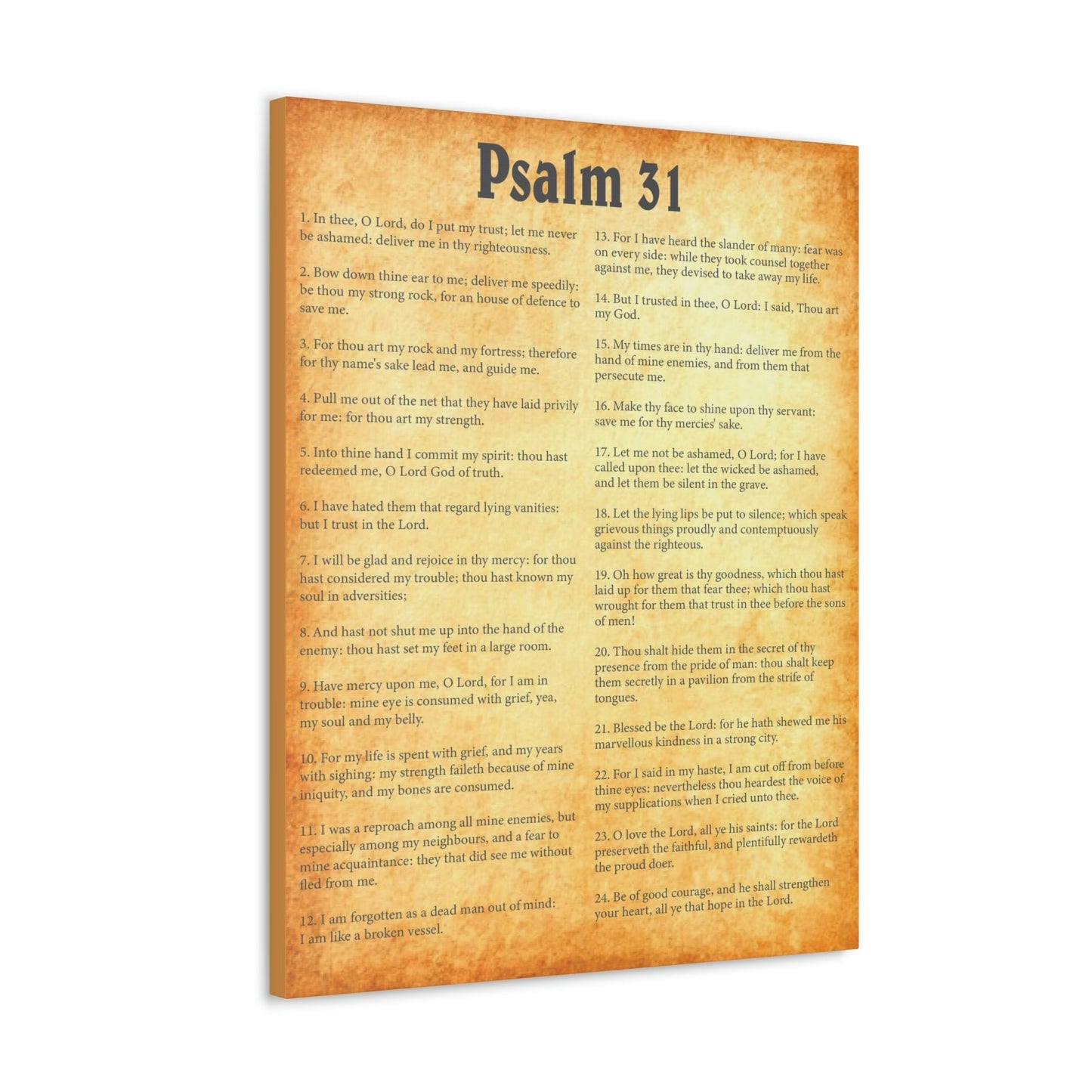 Scripture Walls Psalm 31 Chapter Gold Bible Canvas Christian Wall Art Ready to Hang Unframed-Express Your Love Gifts