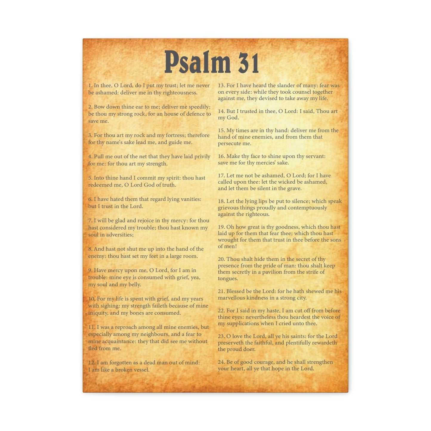 Scripture Walls Psalm 31 Chapter Gold Bible Canvas Christian Wall Art Ready to Hang Unframed-Express Your Love Gifts