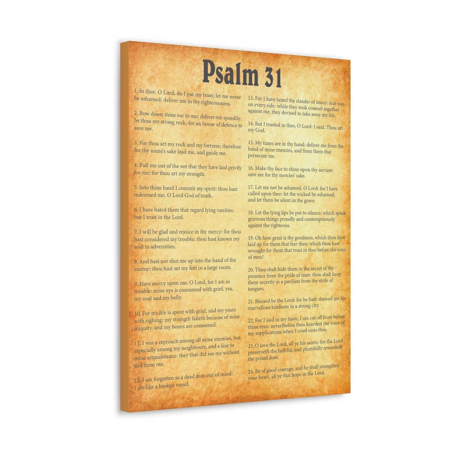 Scripture Walls Psalm 31 Chapter Gold Bible Canvas Christian Wall Art Ready to Hang Unframed-Express Your Love Gifts