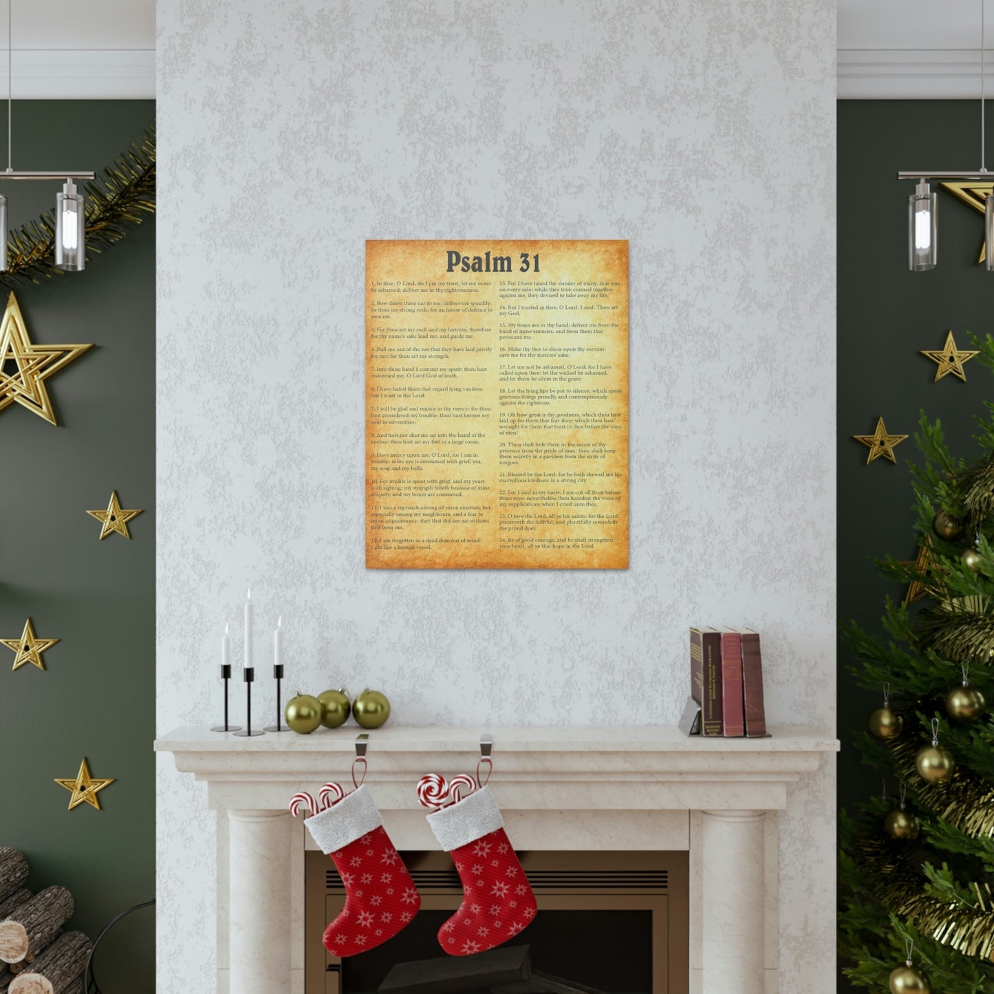 Scripture Walls Psalm 31 Chapter Gold Bible Canvas Christian Wall Art Ready to Hang Unframed-Express Your Love Gifts