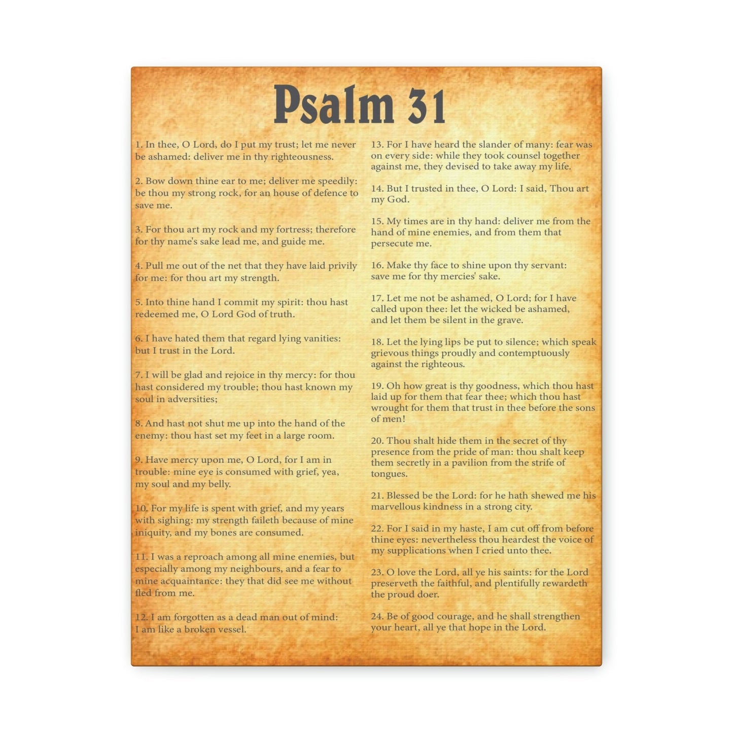 Scripture Walls Psalm 31 Chapter Gold Bible Canvas Christian Wall Art Ready to Hang Unframed-Express Your Love Gifts