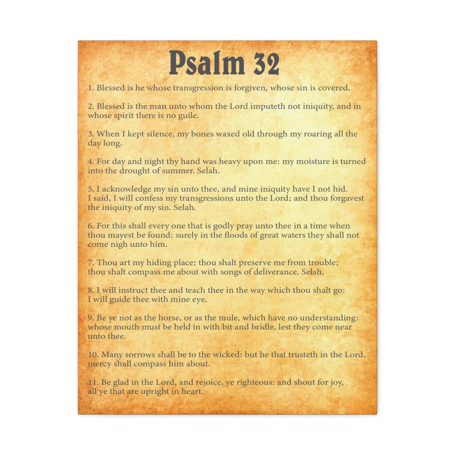 Scripture Walls Psalm 32 Chapter Gold Bible Canvas Christian Wall Art Ready to Hang Unframed-Express Your Love Gifts