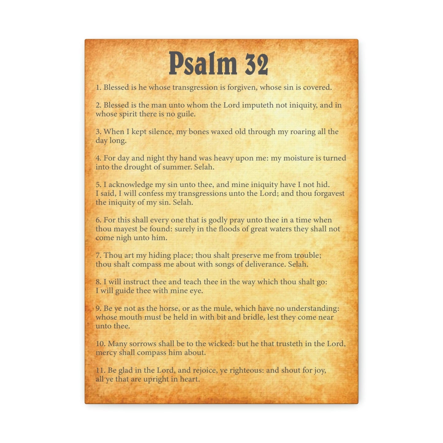 Scripture Walls Psalm 32 Chapter Gold Bible Canvas Christian Wall Art Ready to Hang Unframed-Express Your Love Gifts