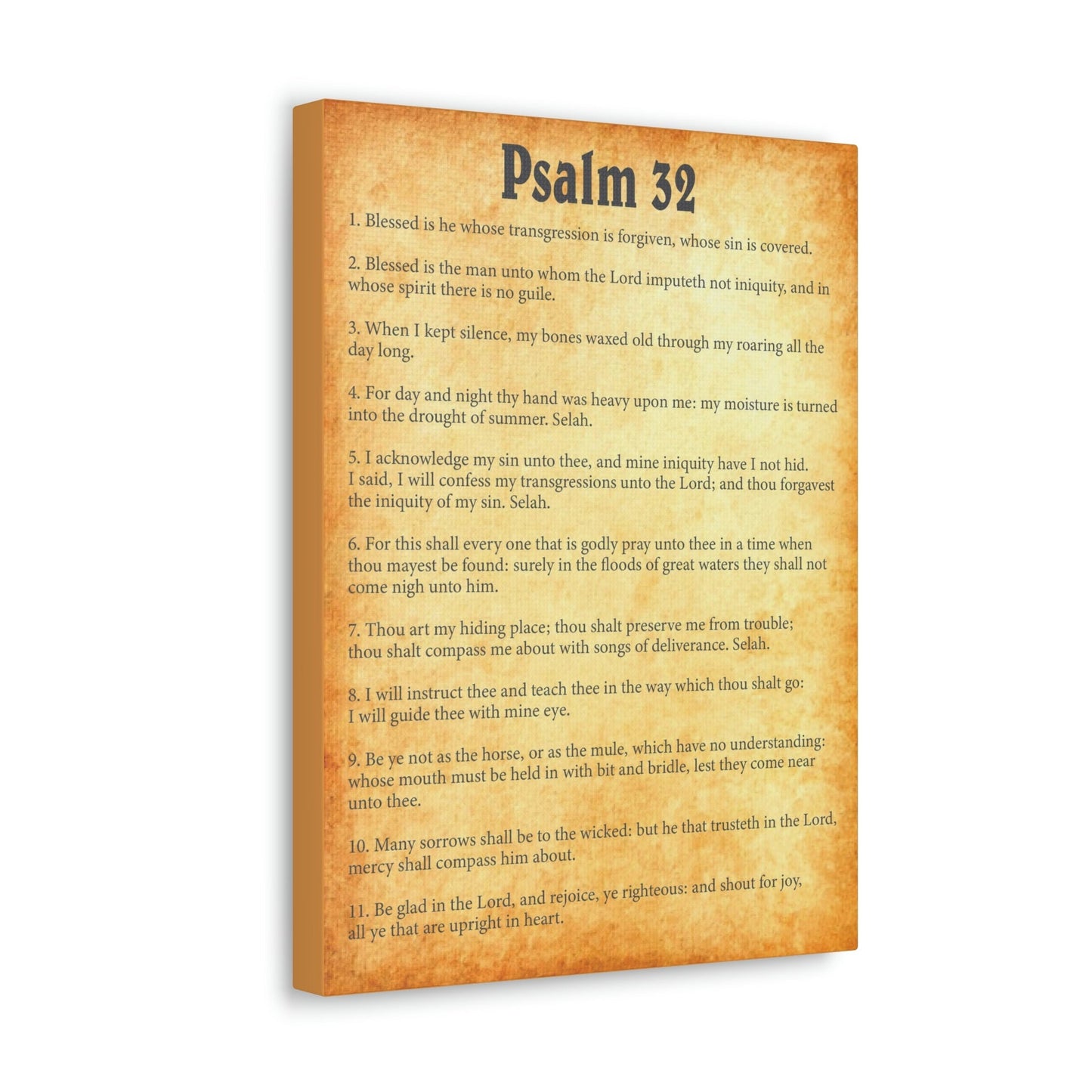 Scripture Walls Psalm 32 Chapter Gold Bible Canvas Christian Wall Art Ready to Hang Unframed-Express Your Love Gifts