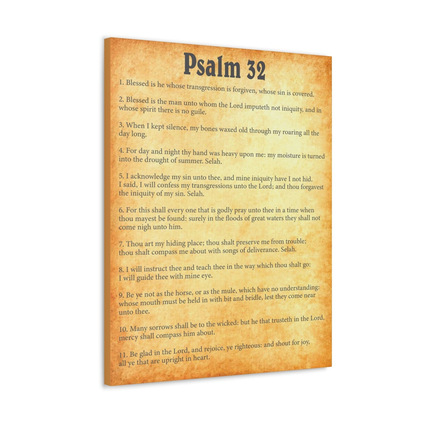 Scripture Walls Psalm 32 Chapter Gold Bible Canvas Christian Wall Art Ready to Hang Unframed-Express Your Love Gifts
