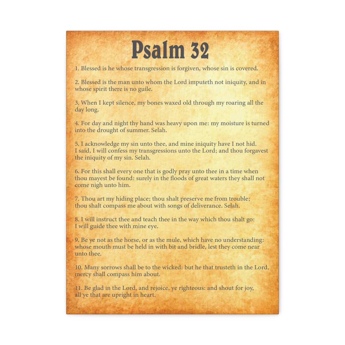 Scripture Walls Psalm 32 Chapter Gold Bible Canvas Christian Wall Art Ready to Hang Unframed-Express Your Love Gifts