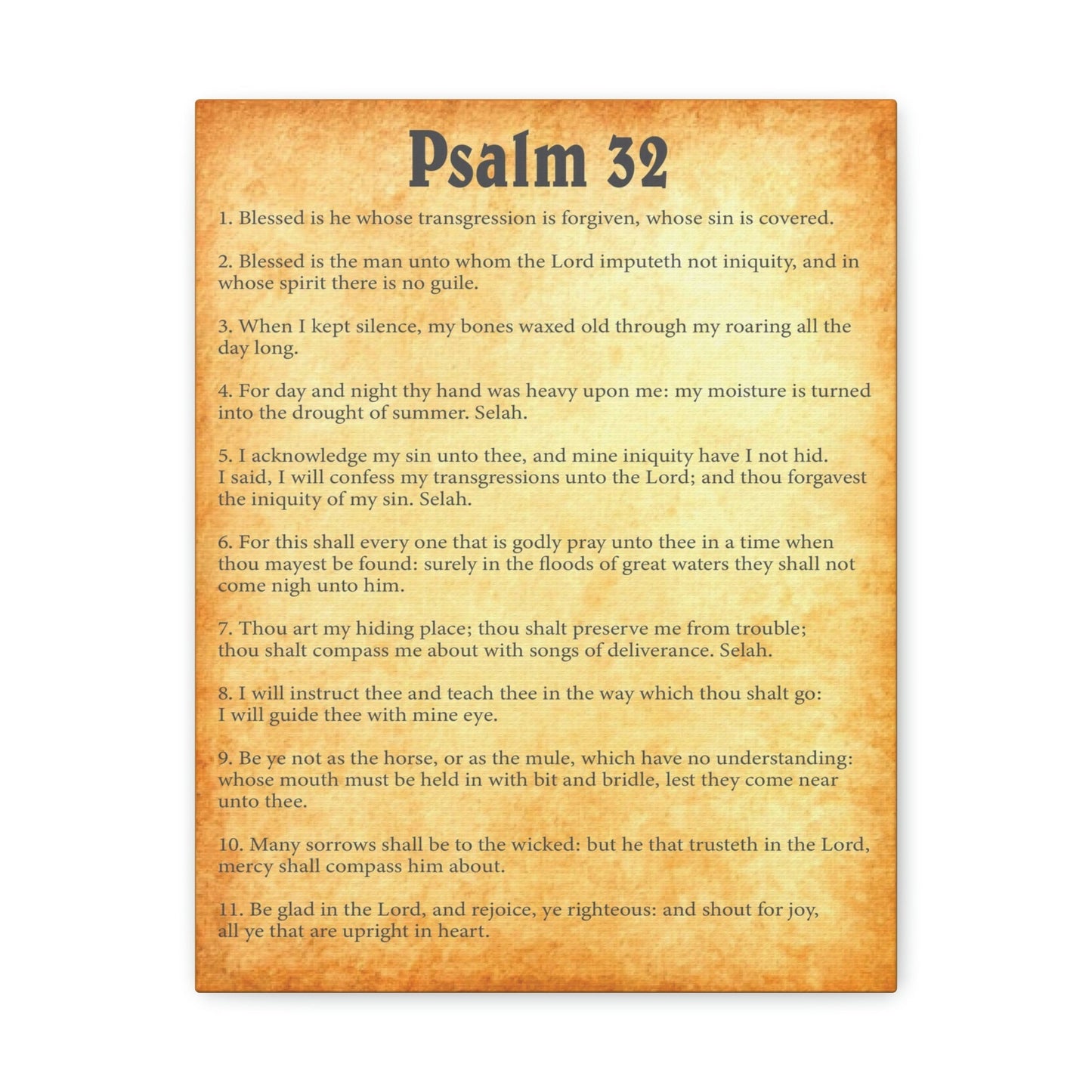 Scripture Walls Psalm 32 Chapter Gold Bible Canvas Christian Wall Art Ready to Hang Unframed-Express Your Love Gifts