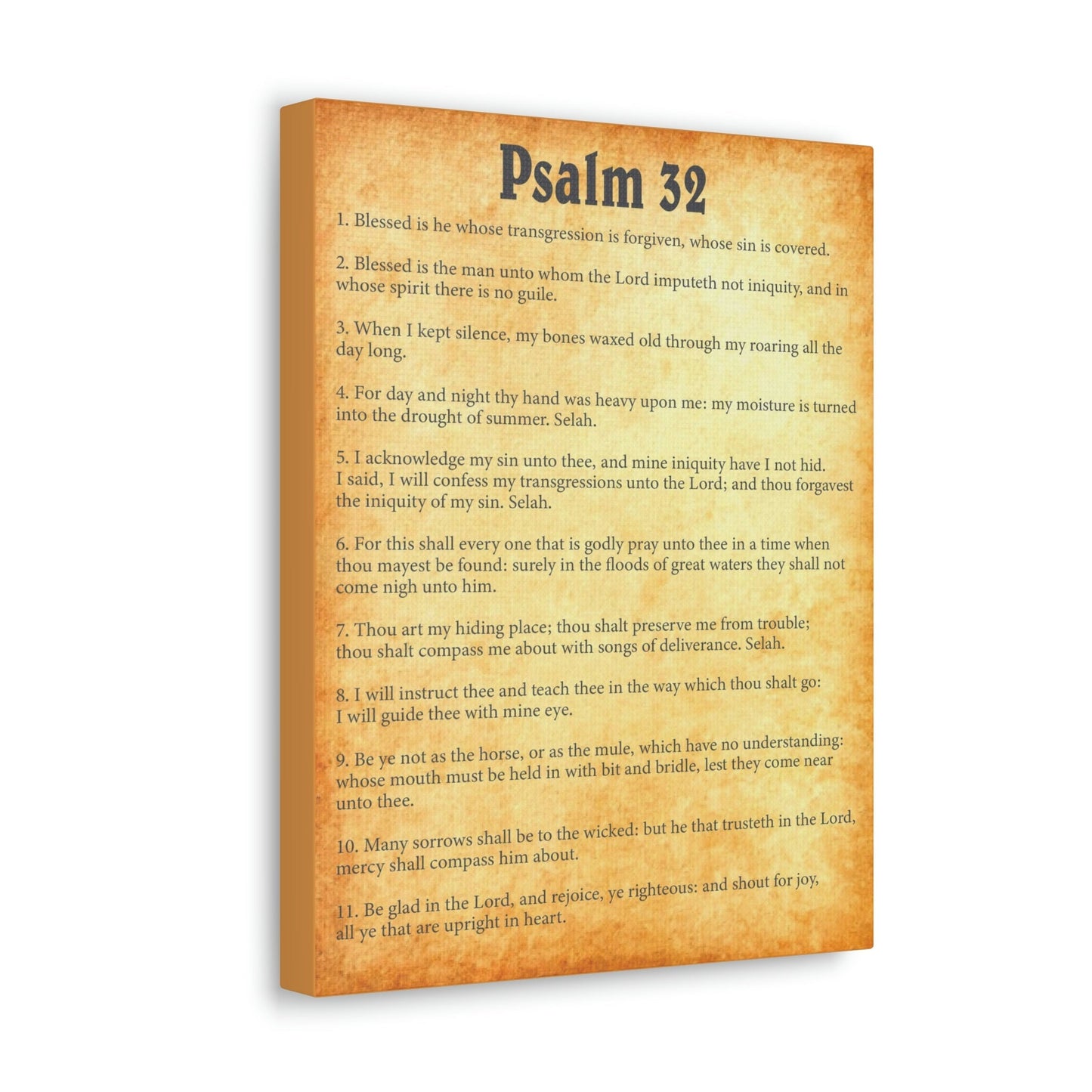Scripture Walls Psalm 32 Chapter Gold Bible Canvas Christian Wall Art Ready to Hang Unframed-Express Your Love Gifts
