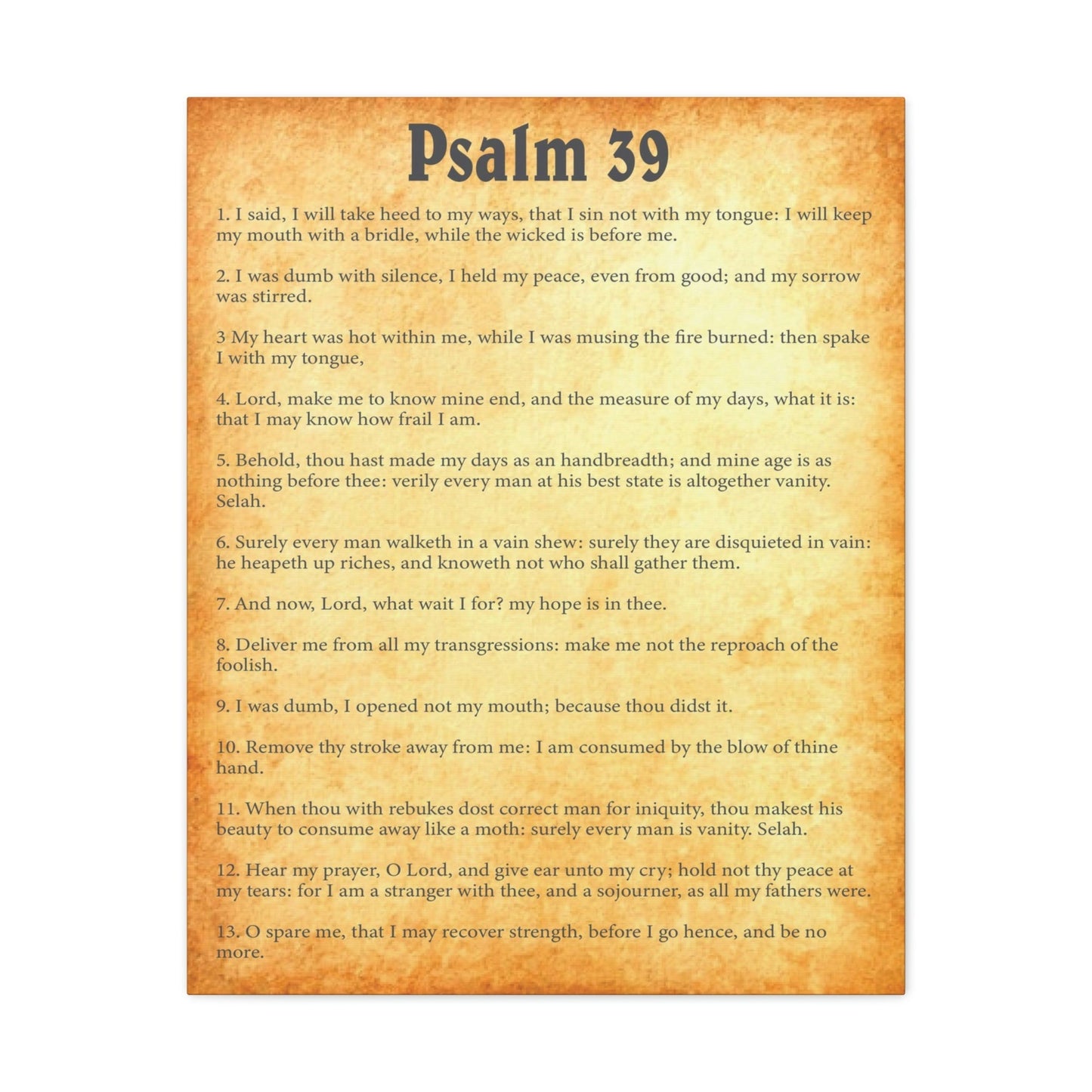 Scripture Walls Psalm 39 Chapter Gold Bible Canvas Christian Wall Art Ready to Hang Unframed-Express Your Love Gifts