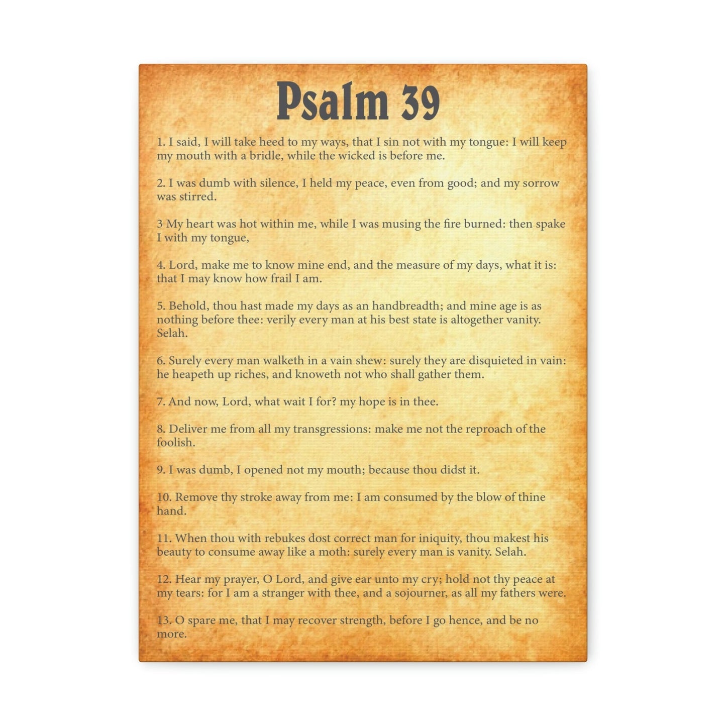Scripture Walls Psalm 39 Chapter Gold Bible Canvas Christian Wall Art Ready to Hang Unframed-Express Your Love Gifts