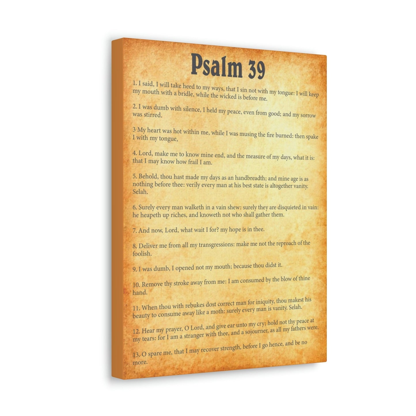 Scripture Walls Psalm 39 Chapter Gold Bible Canvas Christian Wall Art Ready to Hang Unframed-Express Your Love Gifts