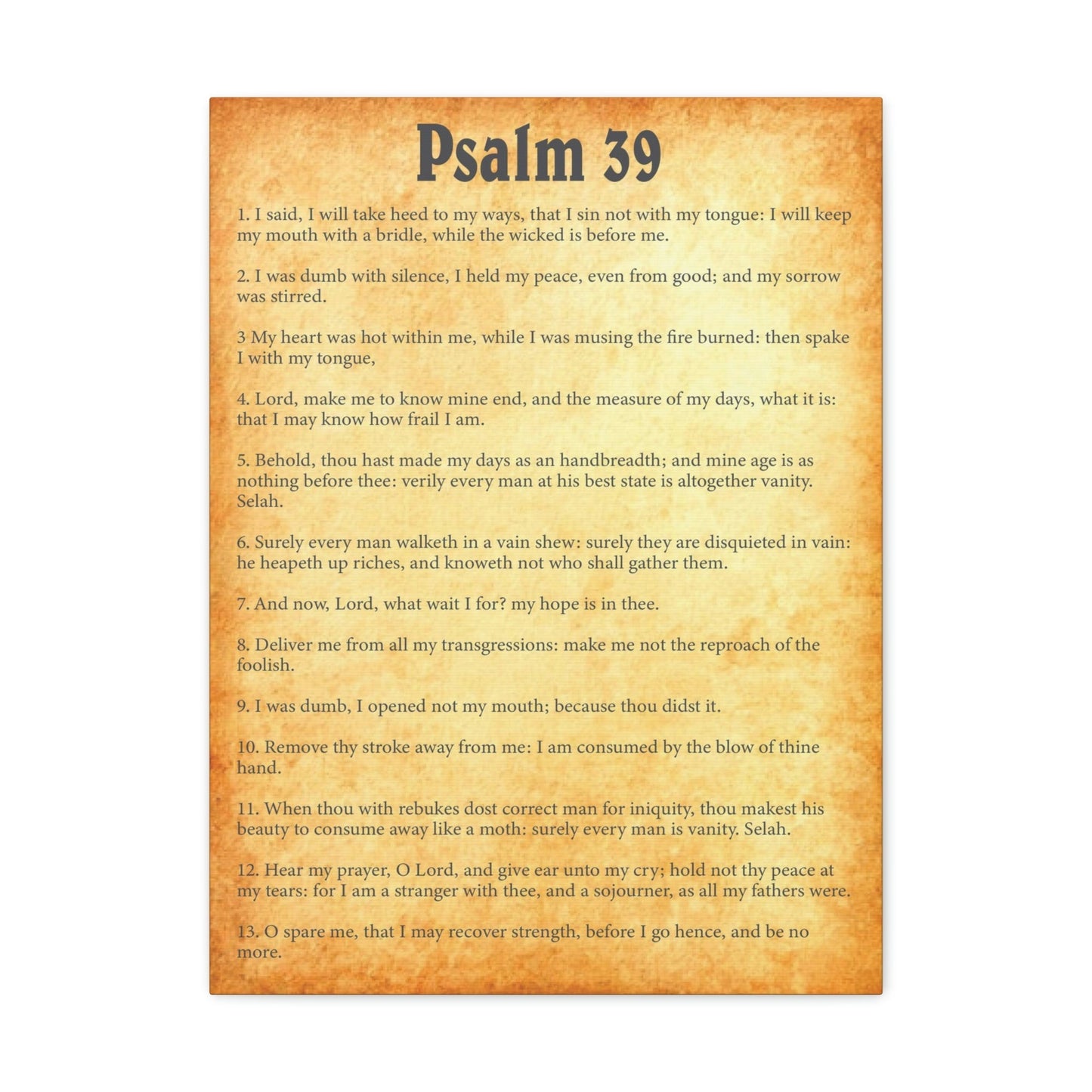 Scripture Walls Psalm 39 Chapter Gold Bible Canvas Christian Wall Art Ready to Hang Unframed-Express Your Love Gifts