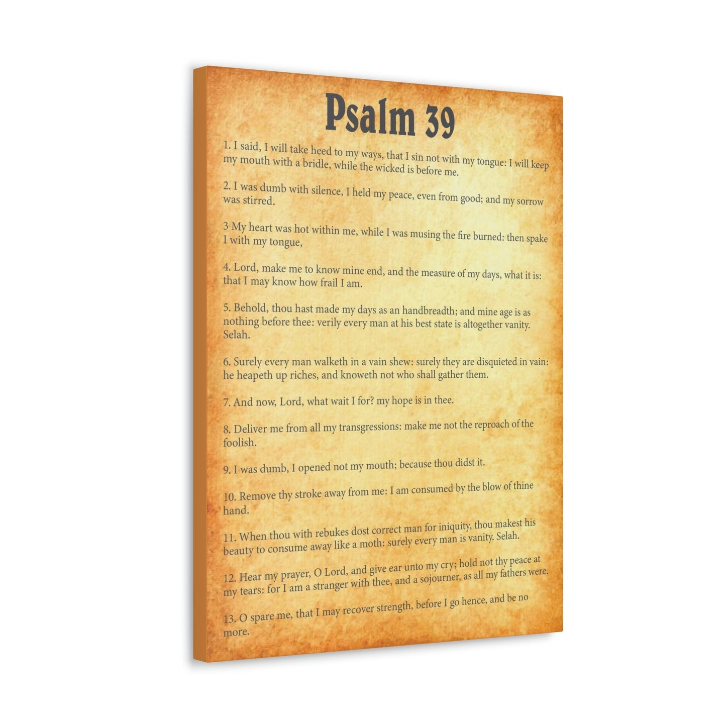 Scripture Walls Psalm 39 Chapter Gold Bible Canvas Christian Wall Art Ready to Hang Unframed-Express Your Love Gifts