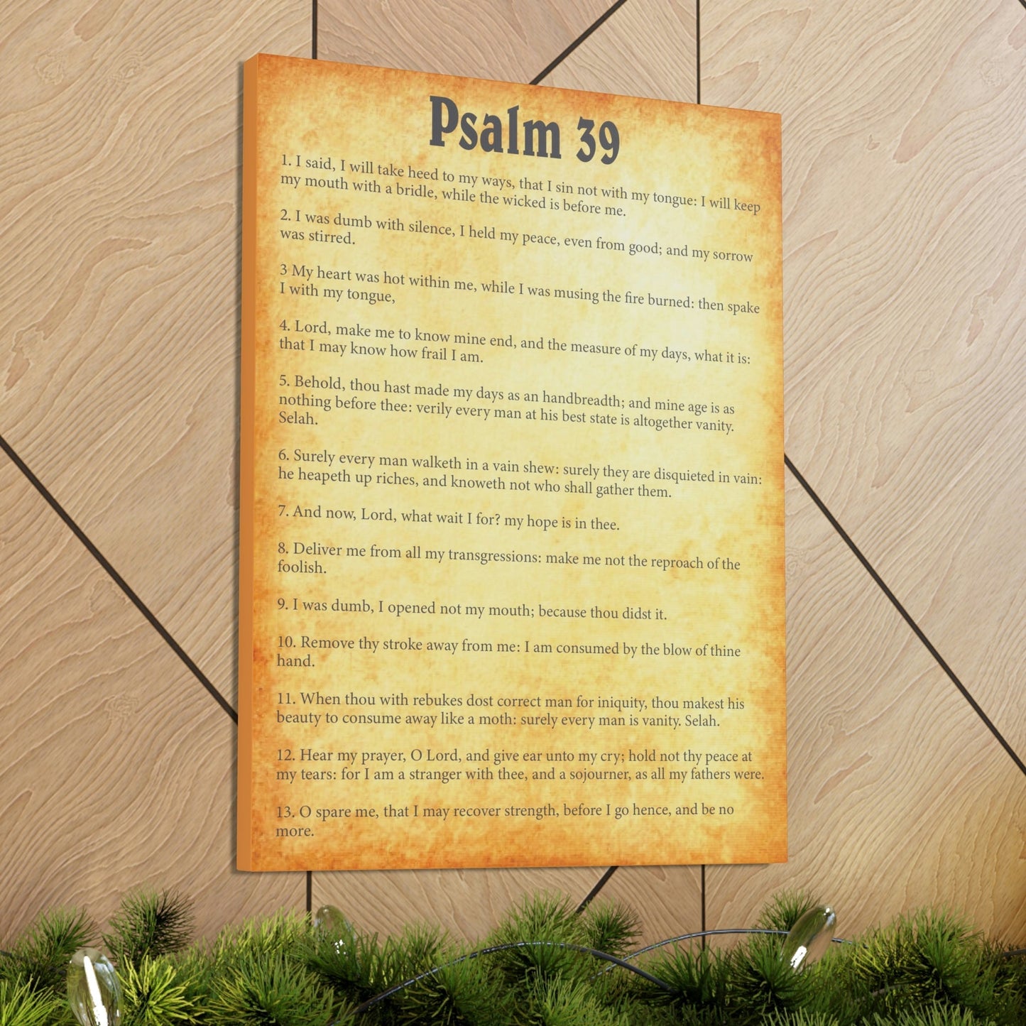 Scripture Walls Psalm 39 Chapter Gold Bible Canvas Christian Wall Art Ready to Hang Unframed-Express Your Love Gifts