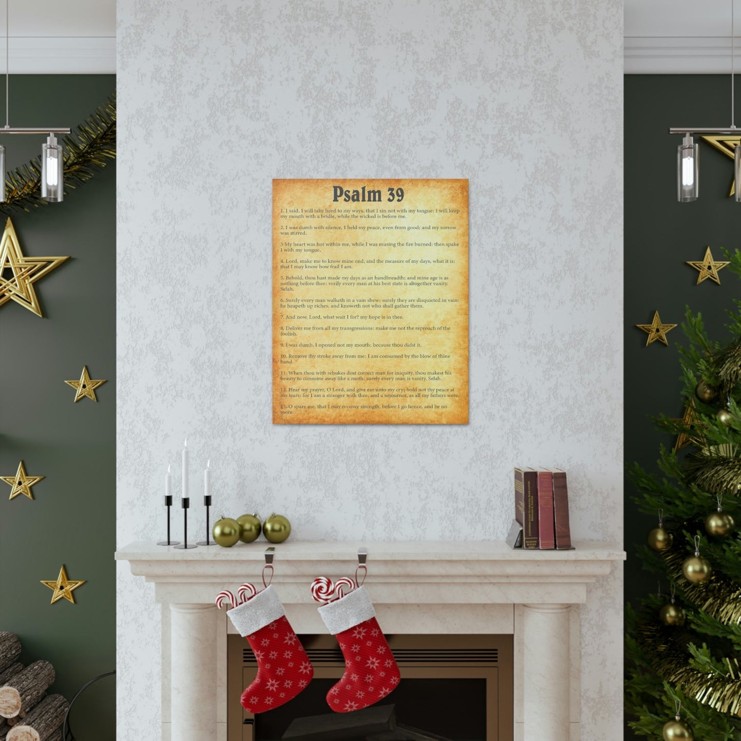 Scripture Walls Psalm 39 Chapter Gold Bible Canvas Christian Wall Art Ready to Hang Unframed-Express Your Love Gifts