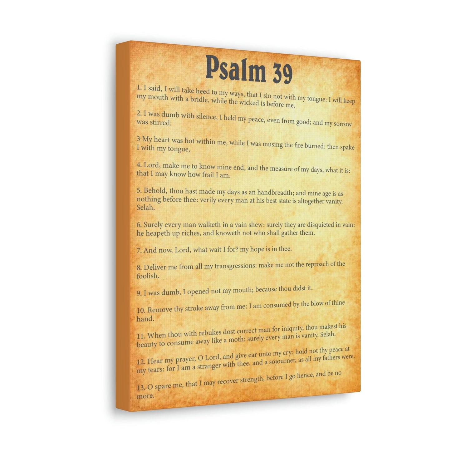 Scripture Walls Psalm 39 Chapter Gold Bible Canvas Christian Wall Art Ready to Hang Unframed-Express Your Love Gifts