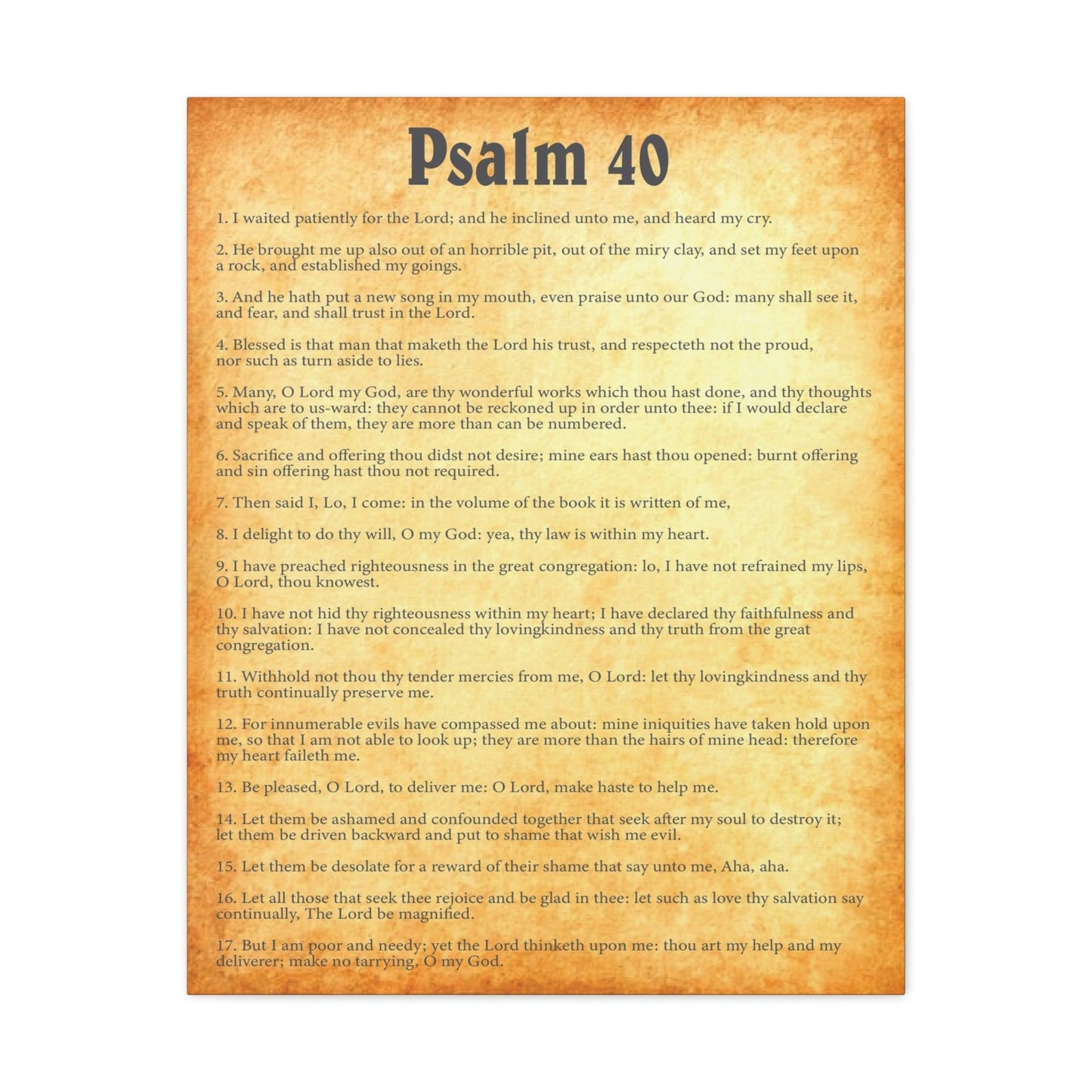 Scripture Walls Psalm 40 Chapter Gold Bible Canvas Christian Wall Art Ready to Hang Unframed-Express Your Love Gifts