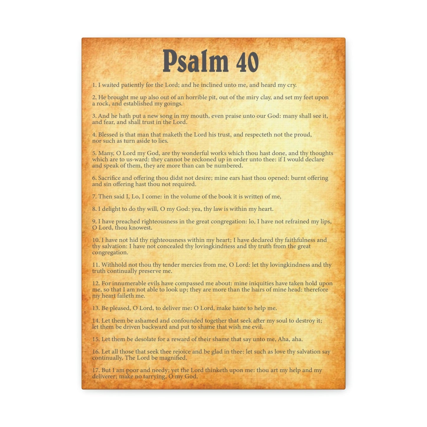Scripture Walls Psalm 40 Chapter Gold Bible Canvas Christian Wall Art Ready to Hang Unframed-Express Your Love Gifts