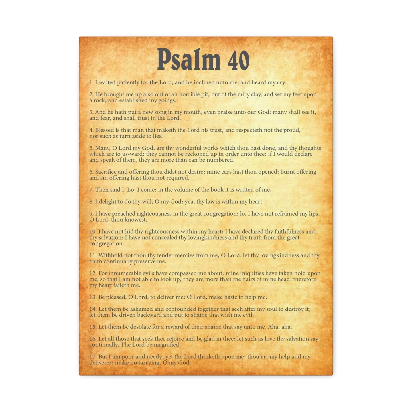 Scripture Walls Psalm 40 Chapter Gold Bible Canvas Christian Wall Art Ready to Hang Unframed-Express Your Love Gifts