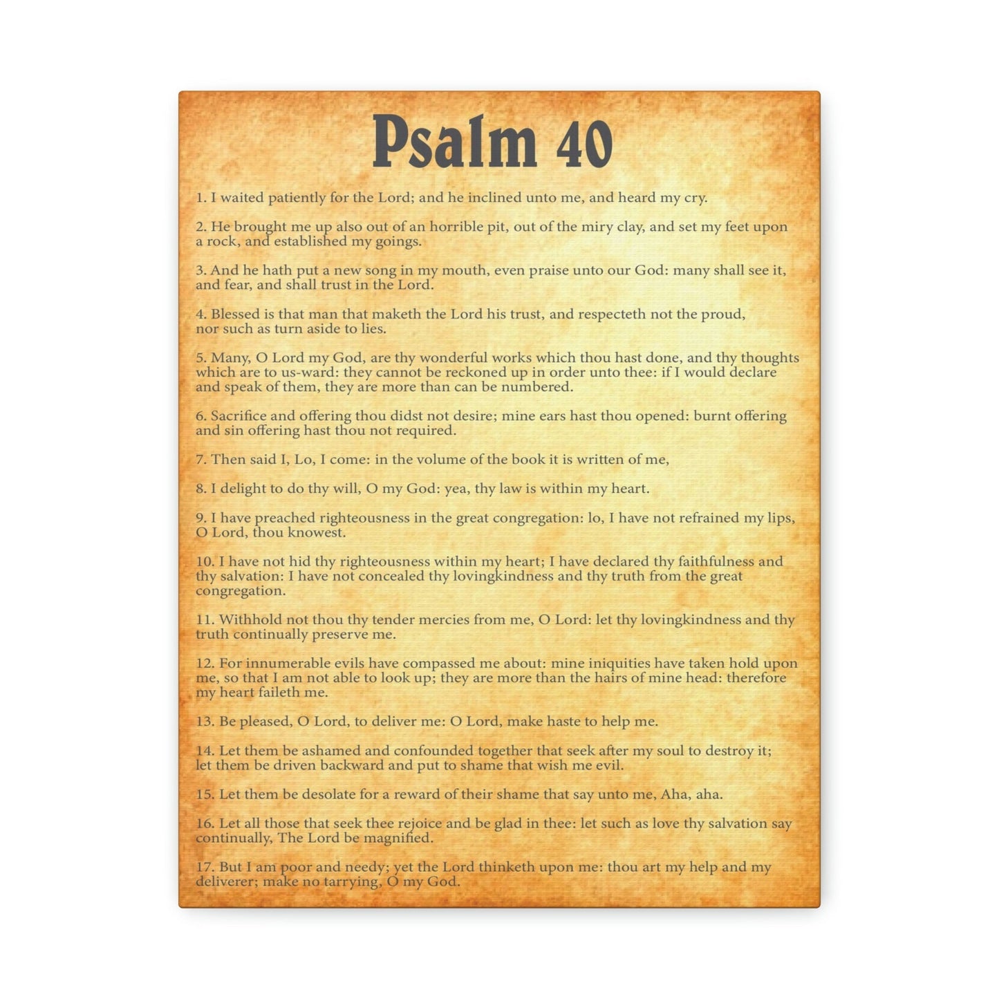 Scripture Walls Psalm 40 Chapter Gold Bible Canvas Christian Wall Art Ready to Hang Unframed-Express Your Love Gifts