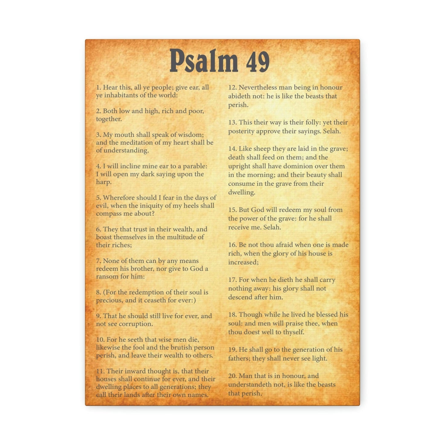 Scripture Walls Psalm 49 Chapter Gold Bible Canvas Christian Wall Art Ready to Hang Unframed-Express Your Love Gifts