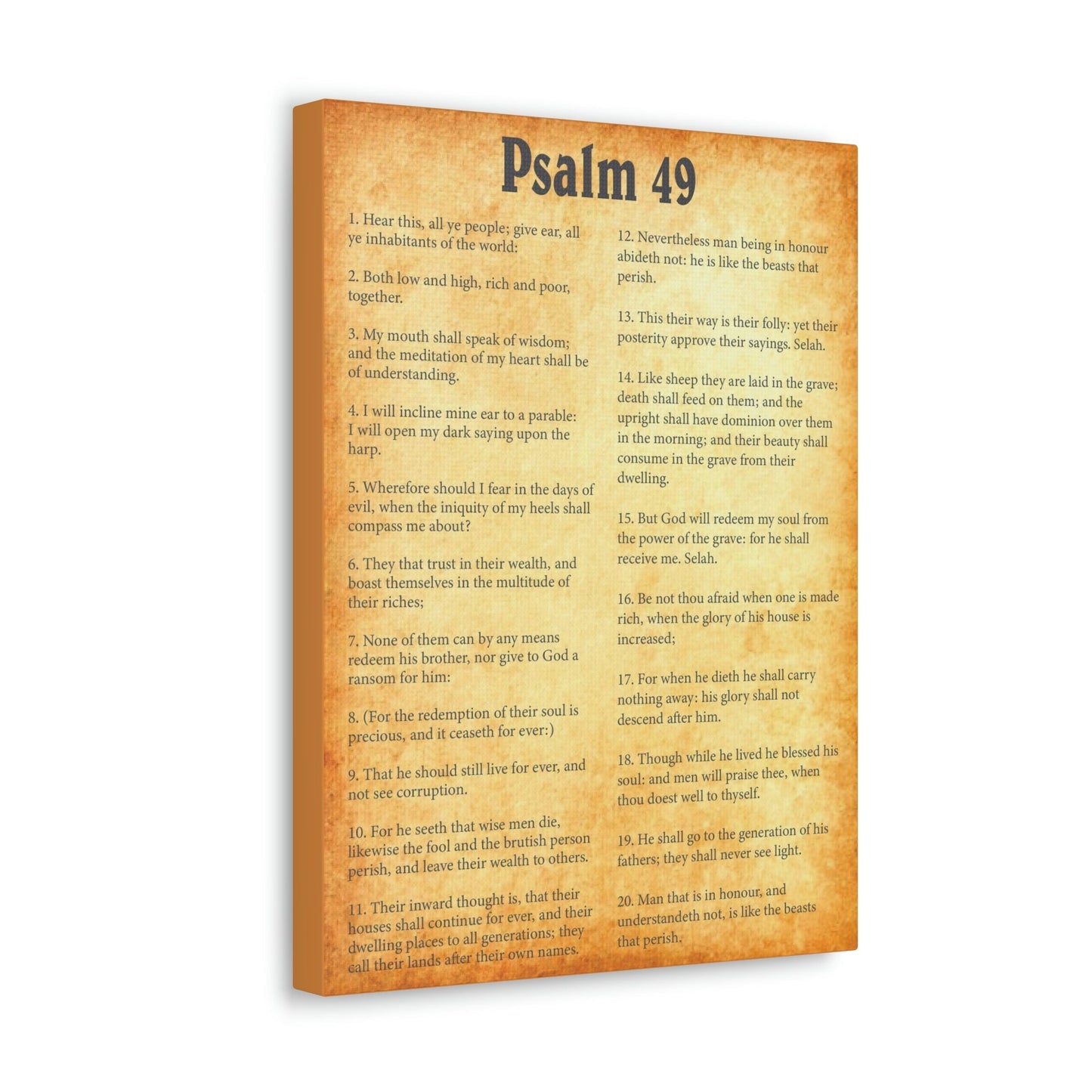 Scripture Walls Psalm 49 Chapter Gold Bible Canvas Christian Wall Art Ready to Hang Unframed-Express Your Love Gifts