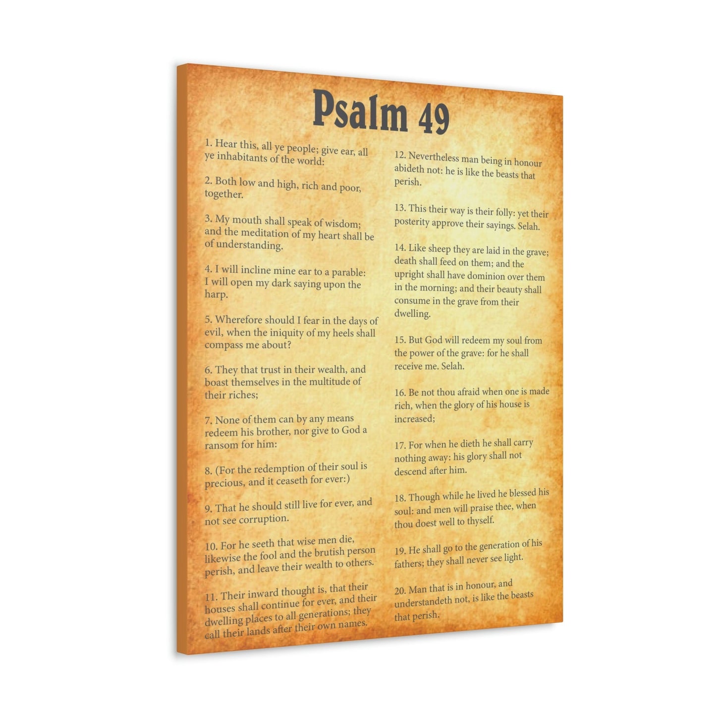 Scripture Walls Psalm 49 Chapter Gold Bible Canvas Christian Wall Art Ready to Hang Unframed-Express Your Love Gifts