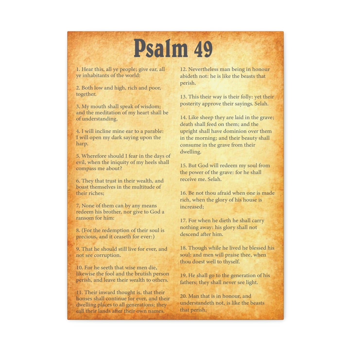 Scripture Walls Psalm 49 Chapter Gold Bible Canvas Christian Wall Art Ready to Hang Unframed-Express Your Love Gifts