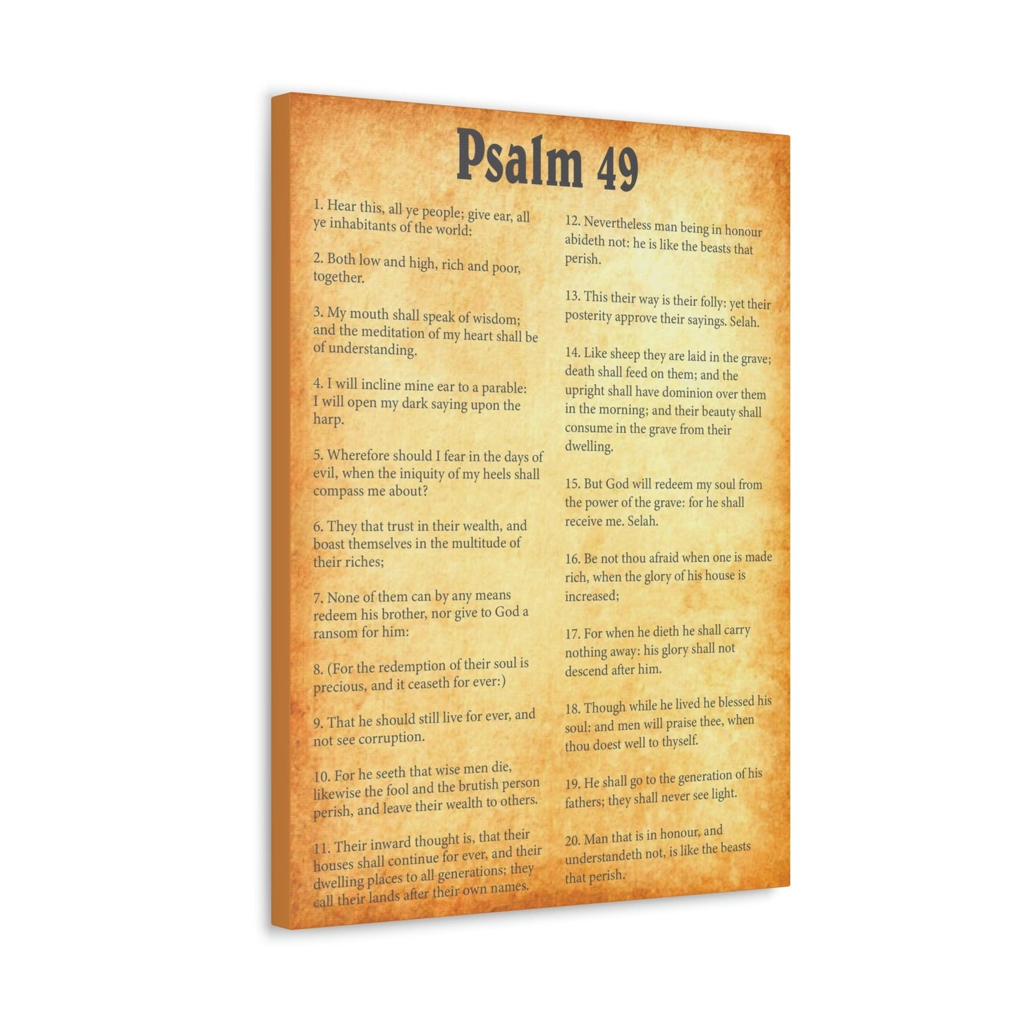 Scripture Walls Psalm 49 Chapter Gold Bible Canvas Christian Wall Art Ready to Hang Unframed-Express Your Love Gifts