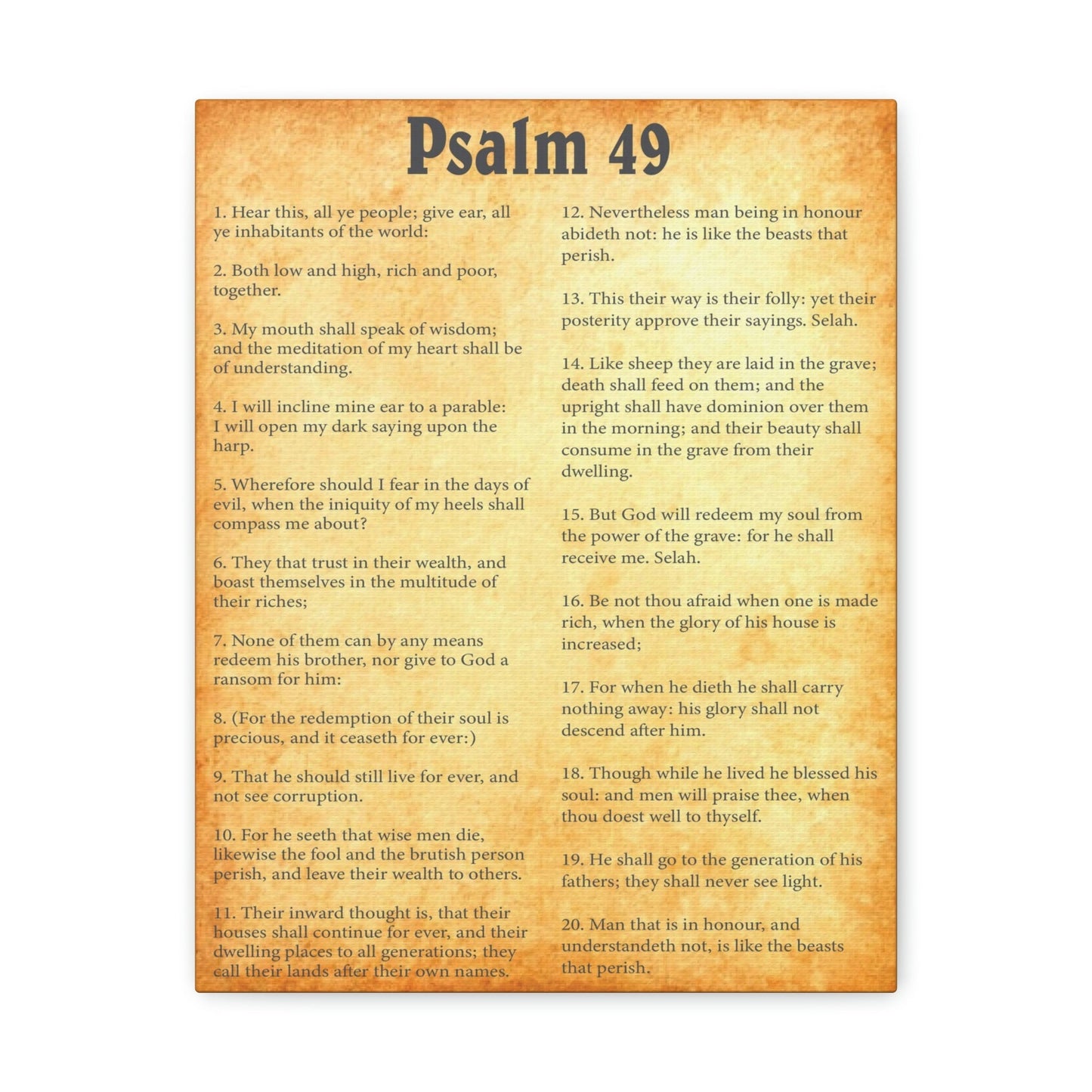 Scripture Walls Psalm 49 Chapter Gold Bible Canvas Christian Wall Art Ready to Hang Unframed-Express Your Love Gifts