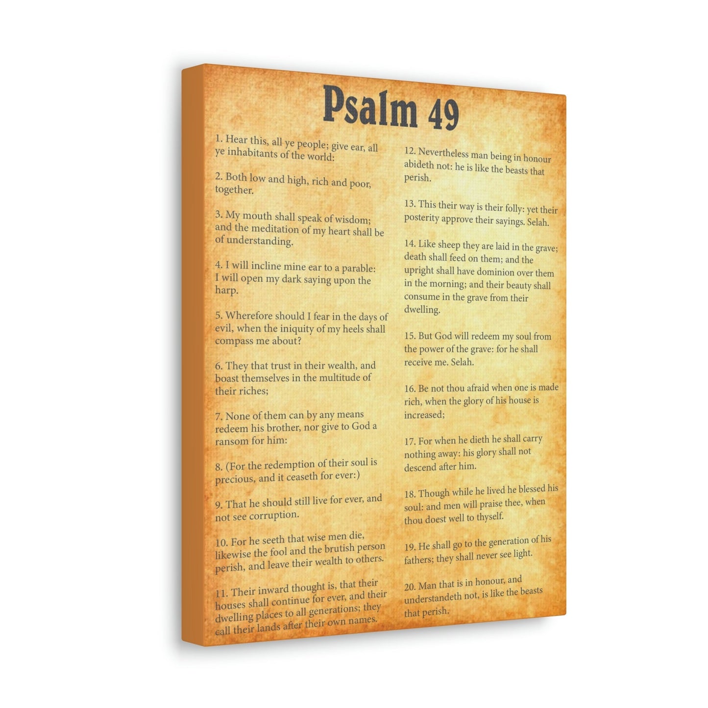 Scripture Walls Psalm 49 Chapter Gold Bible Canvas Christian Wall Art Ready to Hang Unframed-Express Your Love Gifts