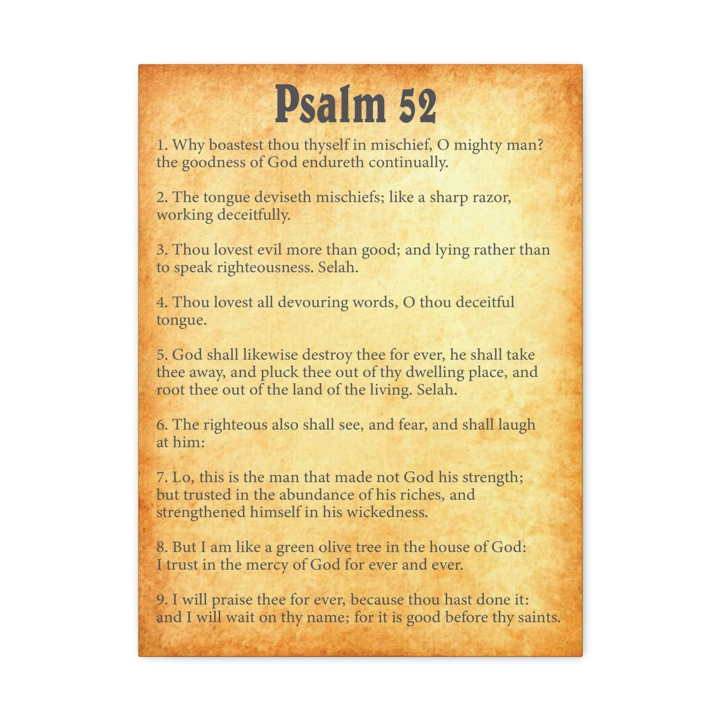 Scripture Walls Psalm 52 Chapter Gold Bible Canvas Christian Wall Art Ready to Hang Unframed-Express Your Love Gifts