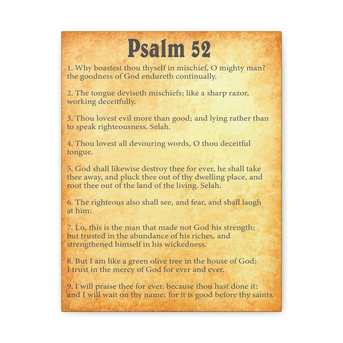 Scripture Walls Psalm 52 Chapter Gold Bible Canvas Christian Wall Art Ready to Hang Unframed-Express Your Love Gifts